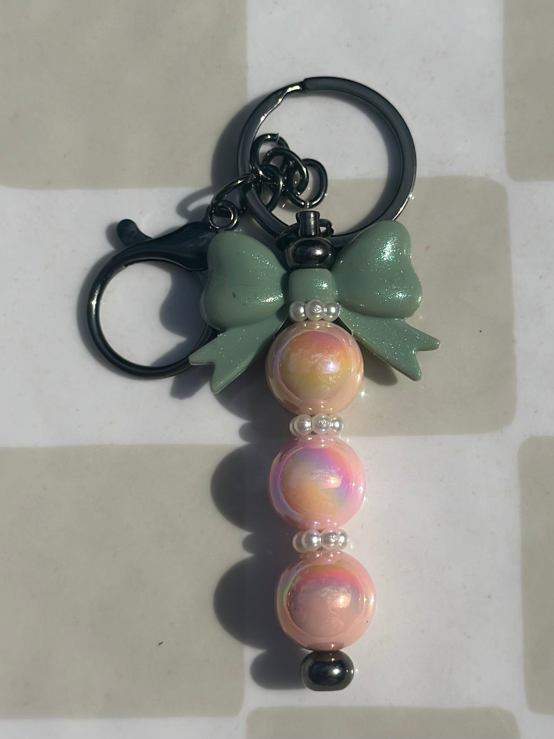 Green bow keychain