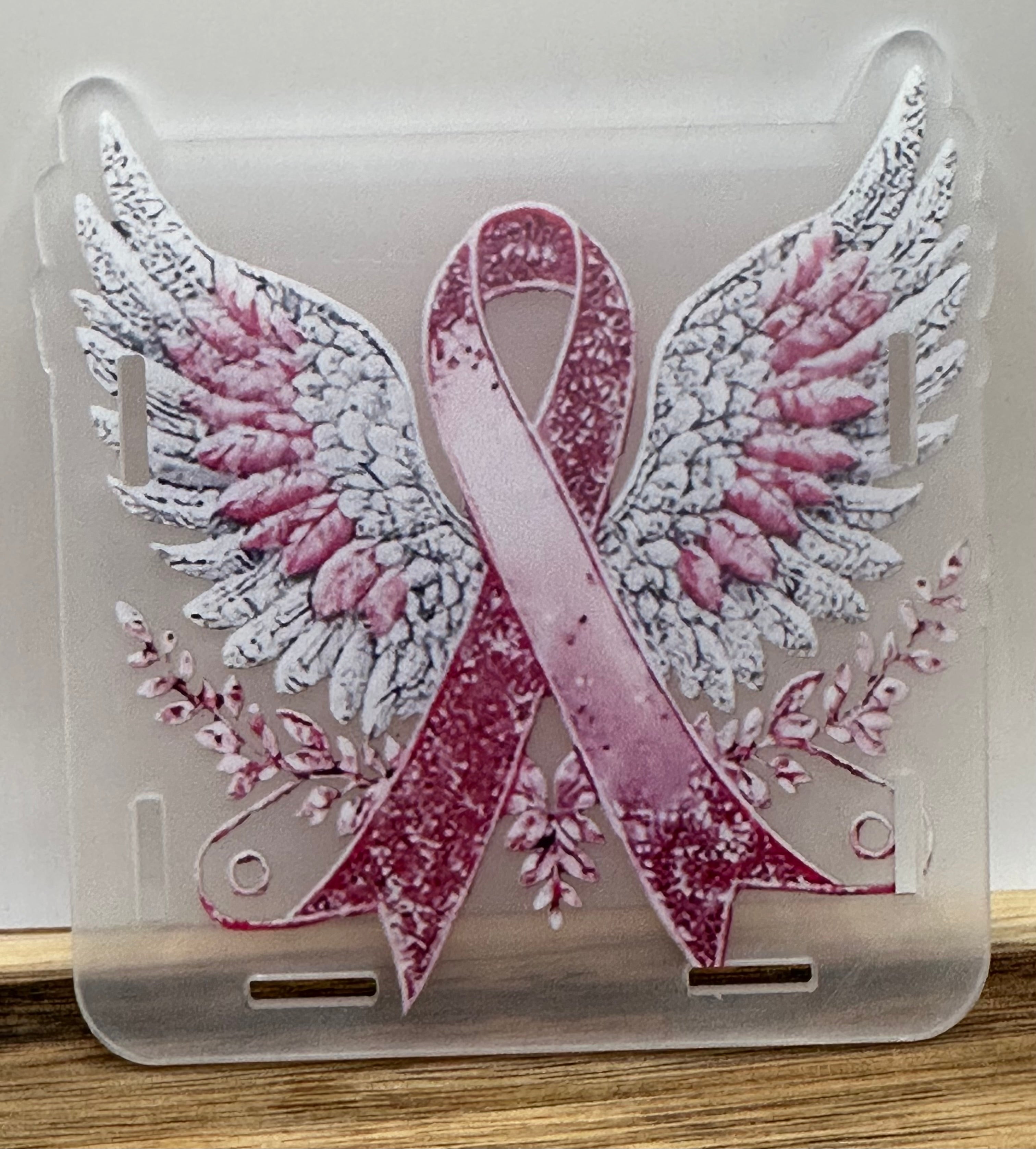 Breast Cancer Ribbon wings pen holder