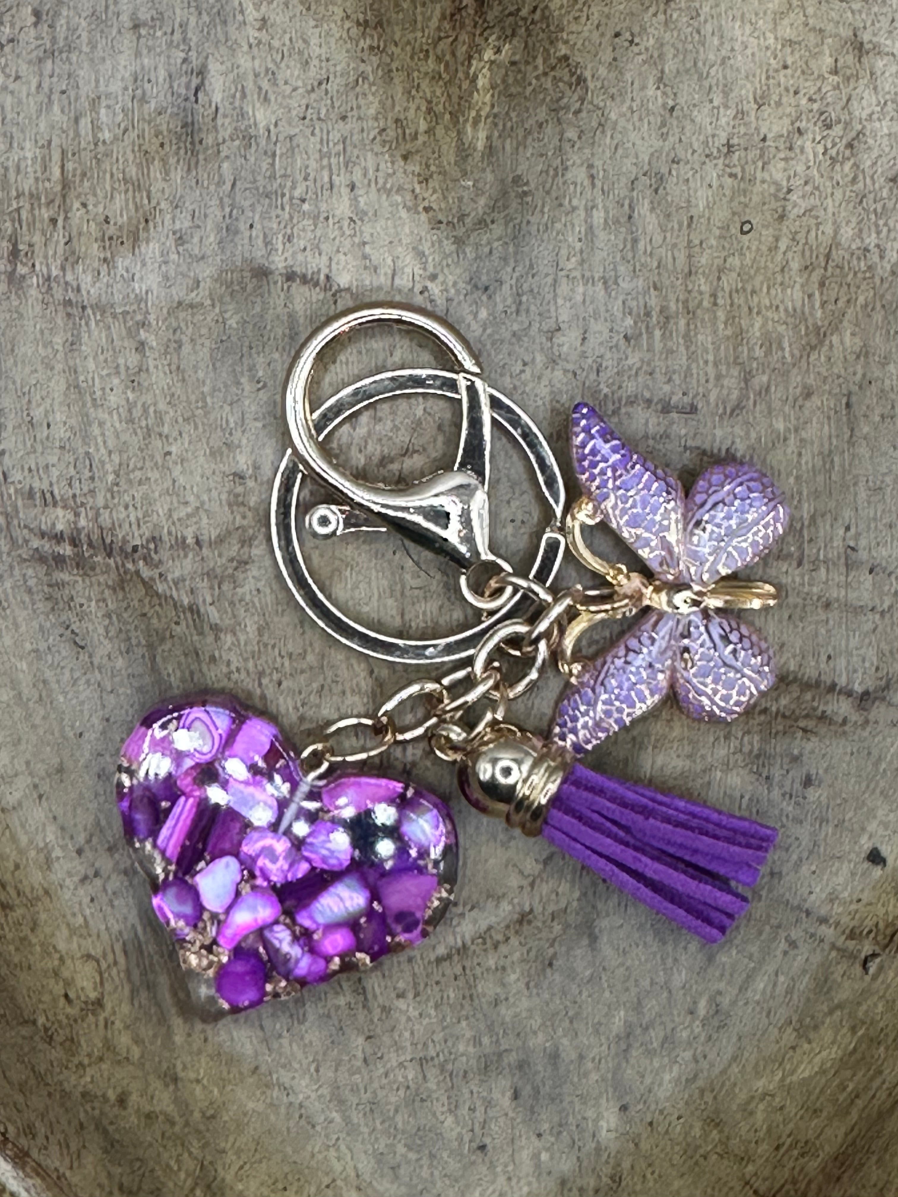 Acrylic Heart and tassel keychain or bag charm!