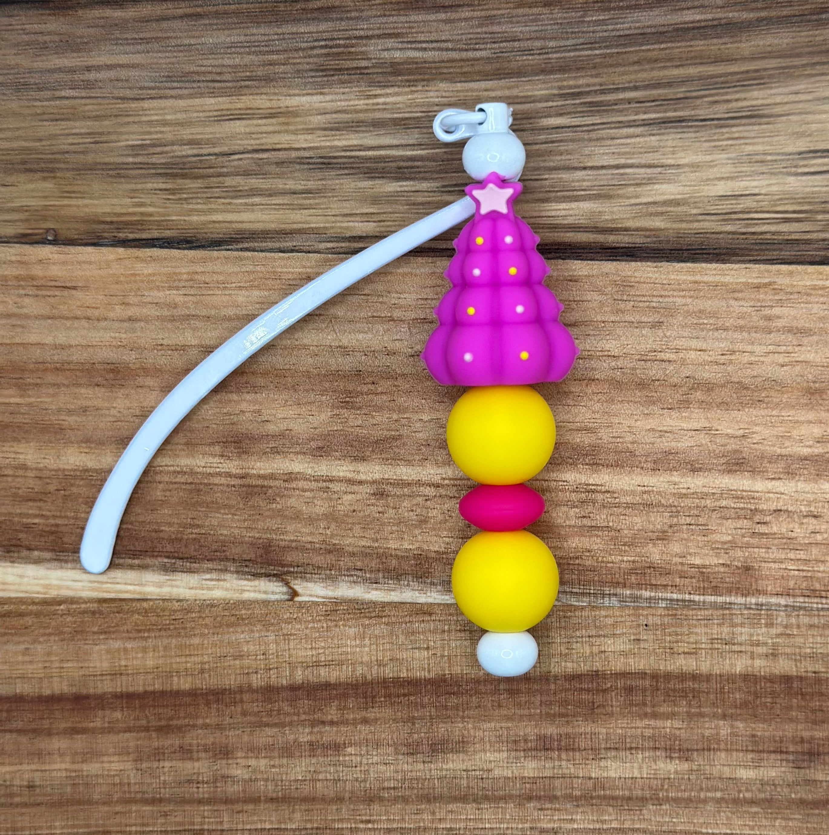 Pink Christmas tree book mark