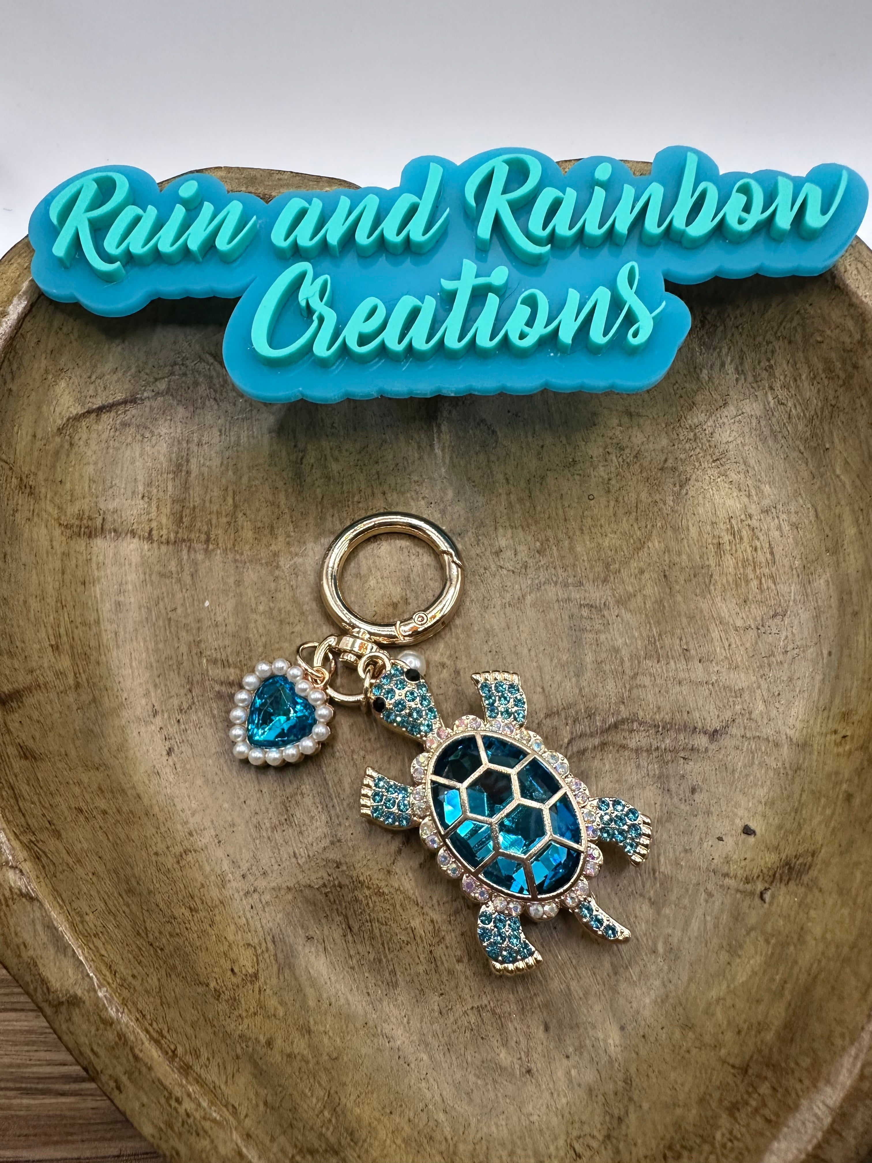 Glass turtle keychain