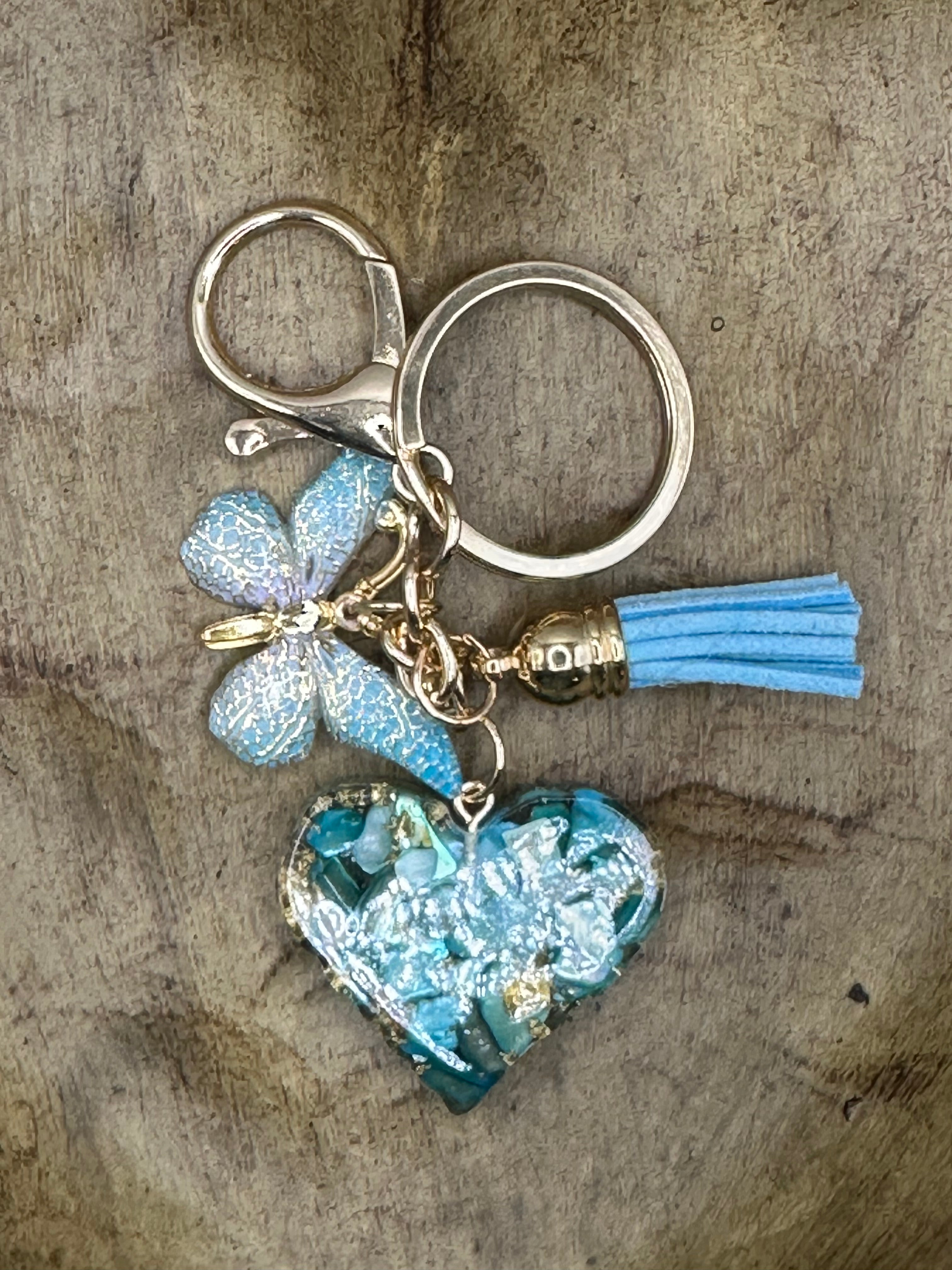 Acrylic Heart and tassel keychain or bag charm!