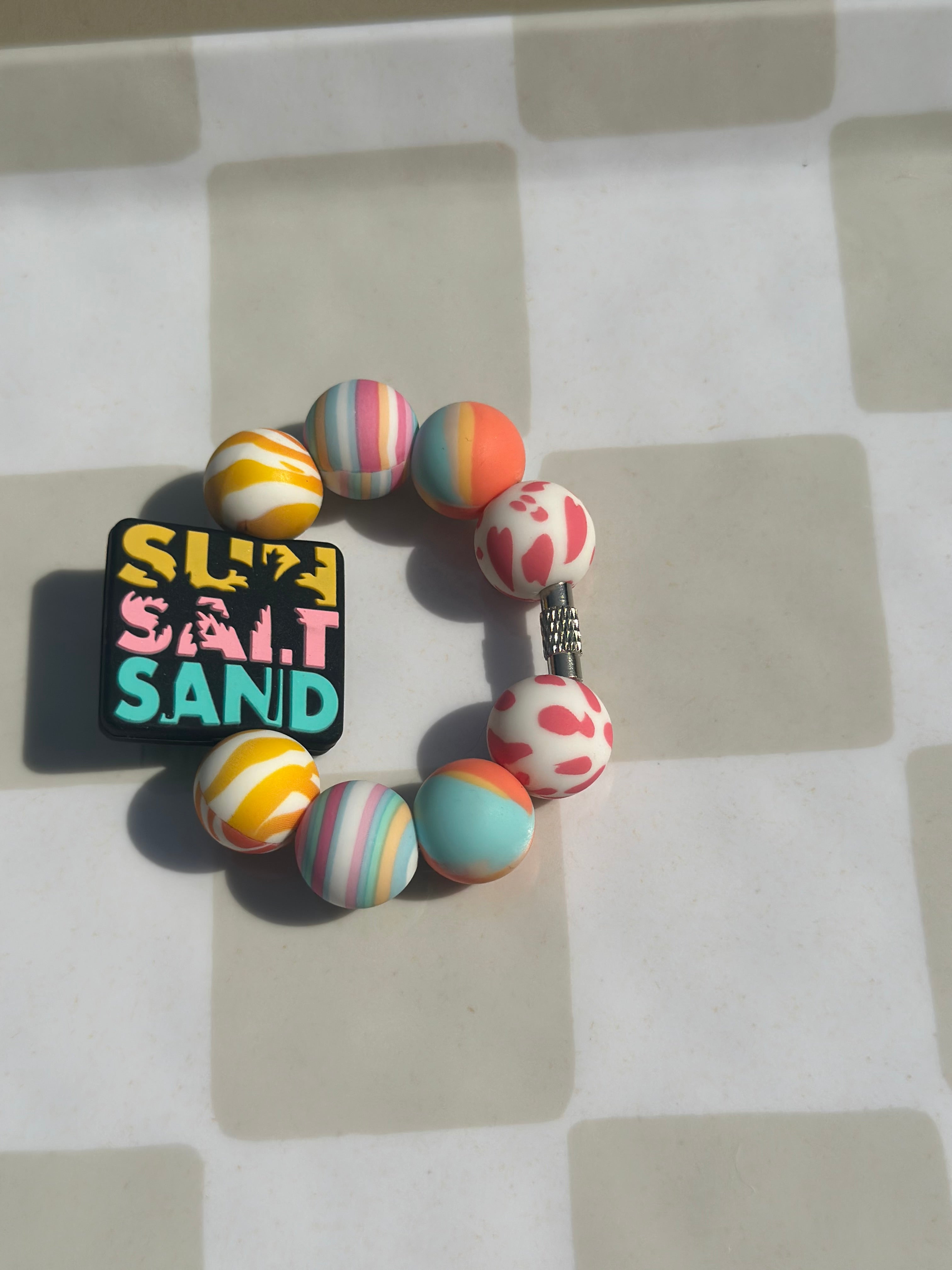 Sun, salt and sand cup charm/luggage tag/bag tag