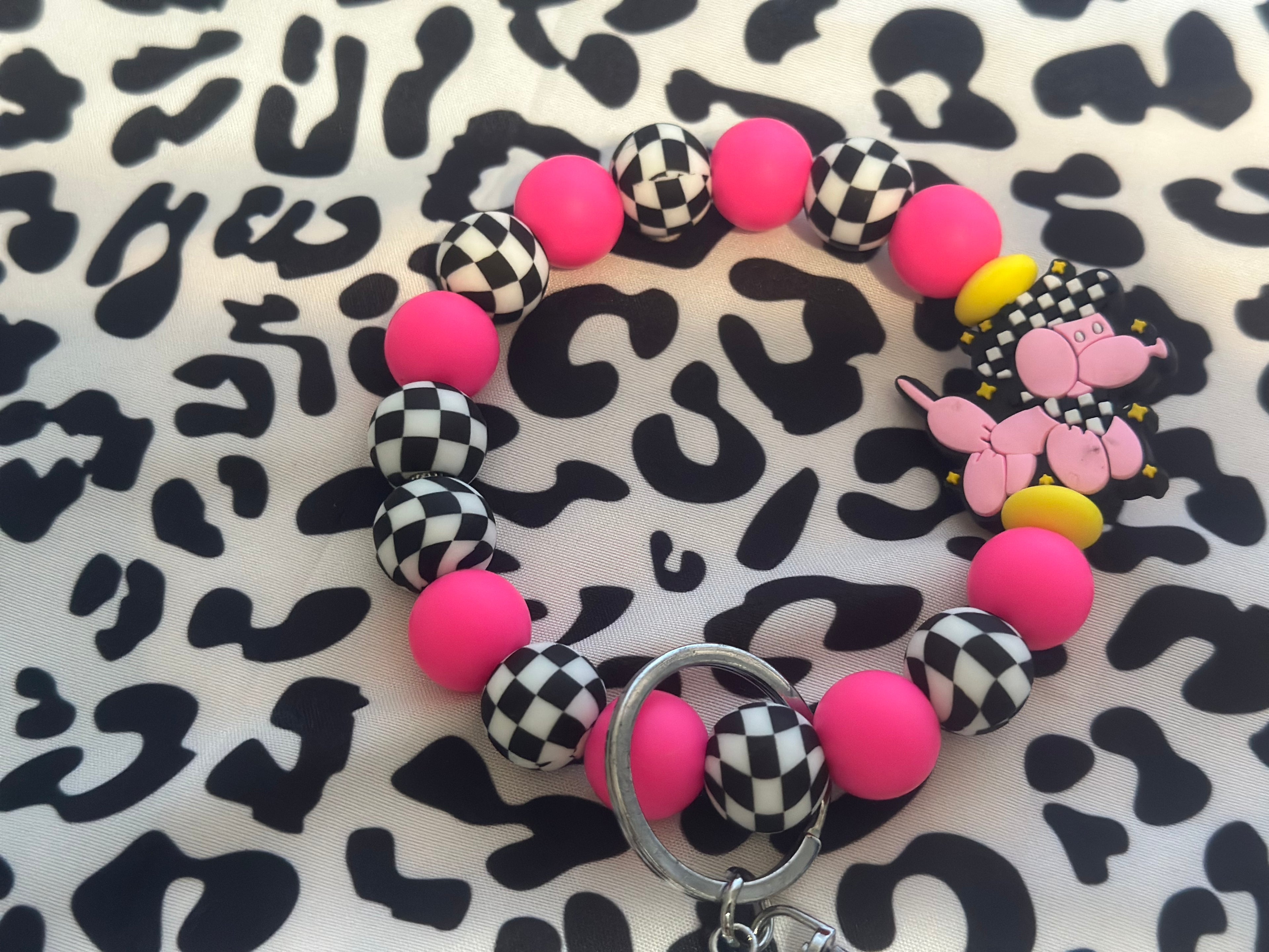 Pink balloon dog wristlet