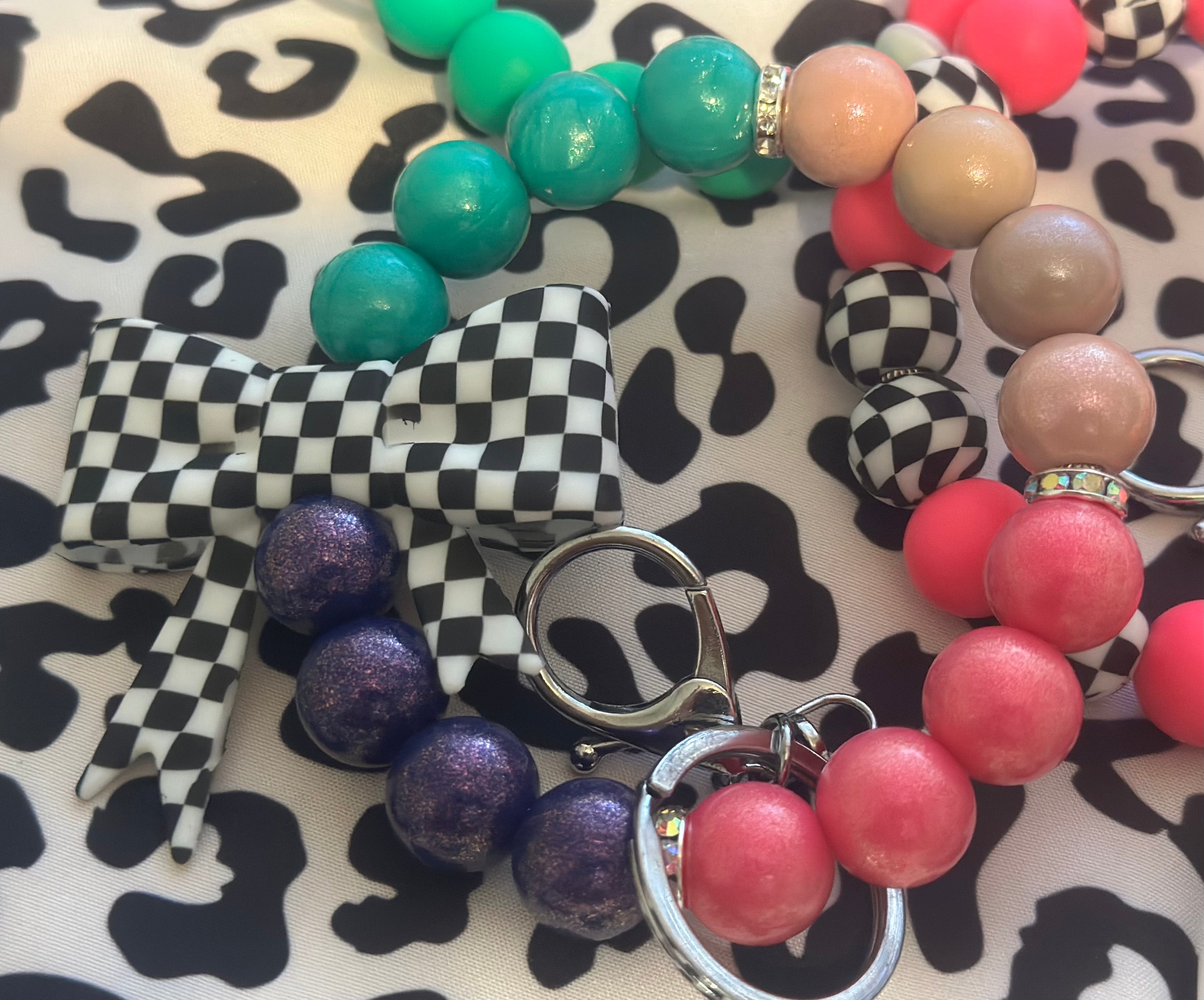 Black and White checkered wristlet