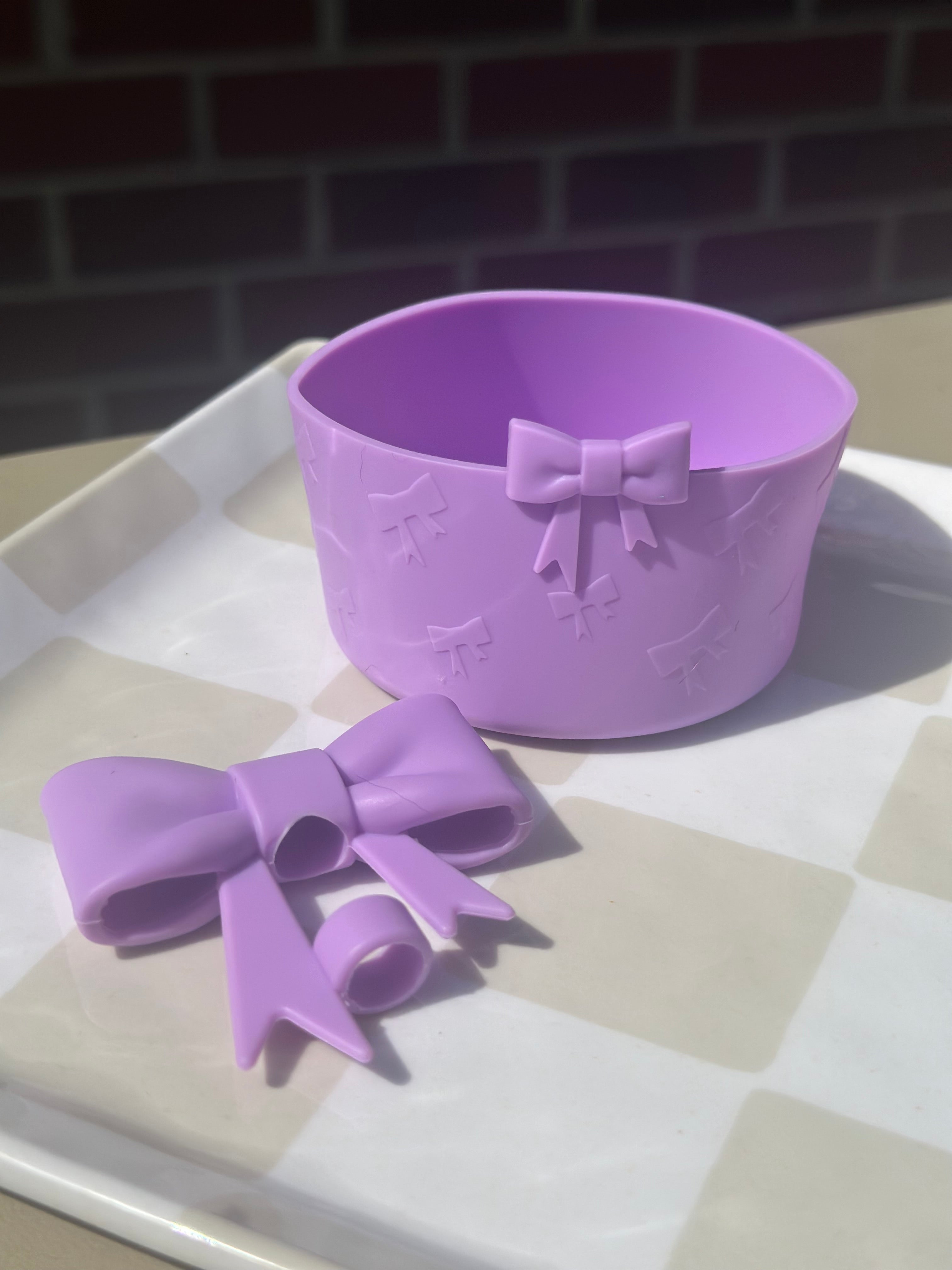 Purple Tumbler boot and Bow straw topper set