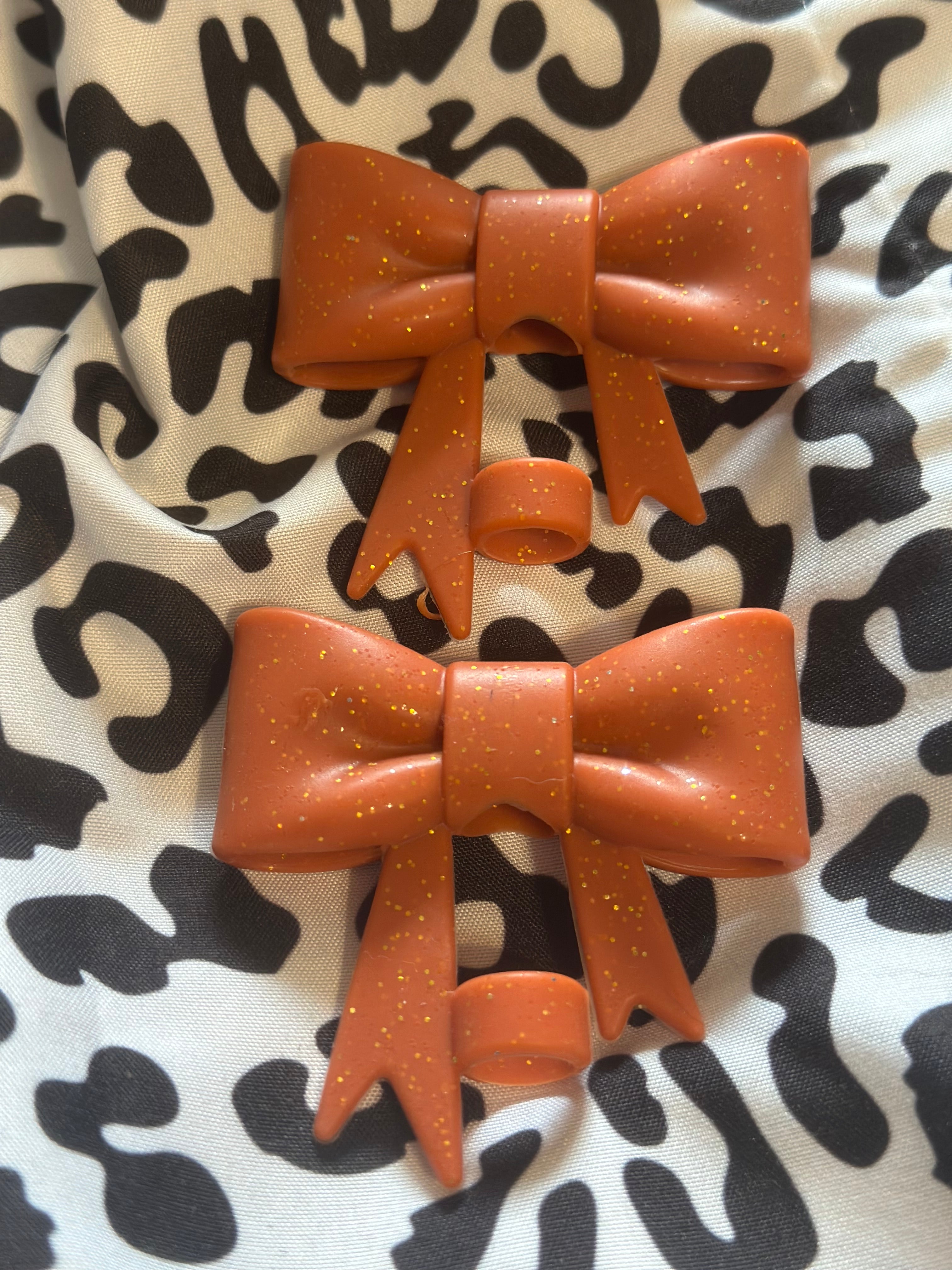 Rust glitter bow strawtopper