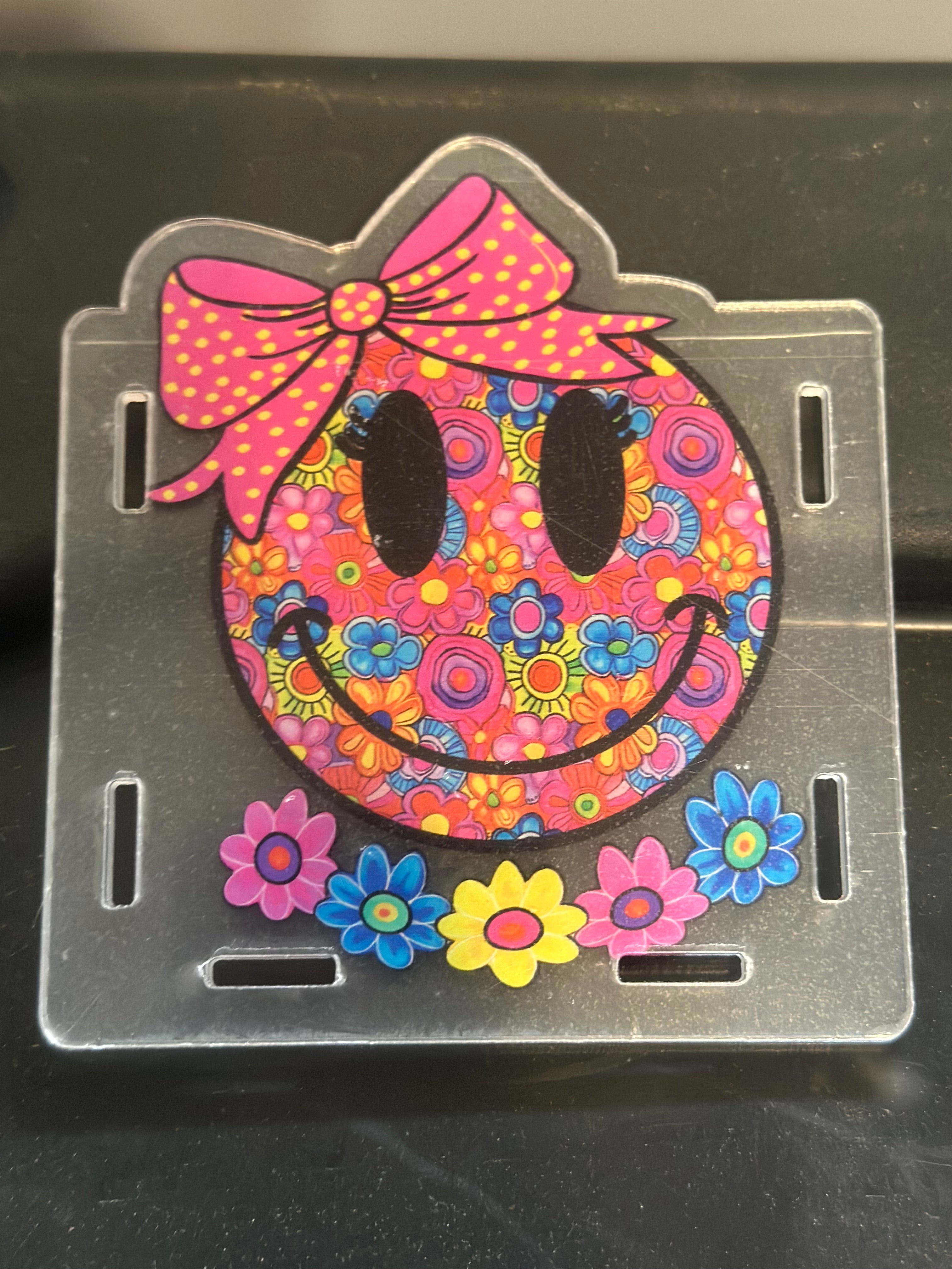 Pink floral smiley pen holder/anything holder