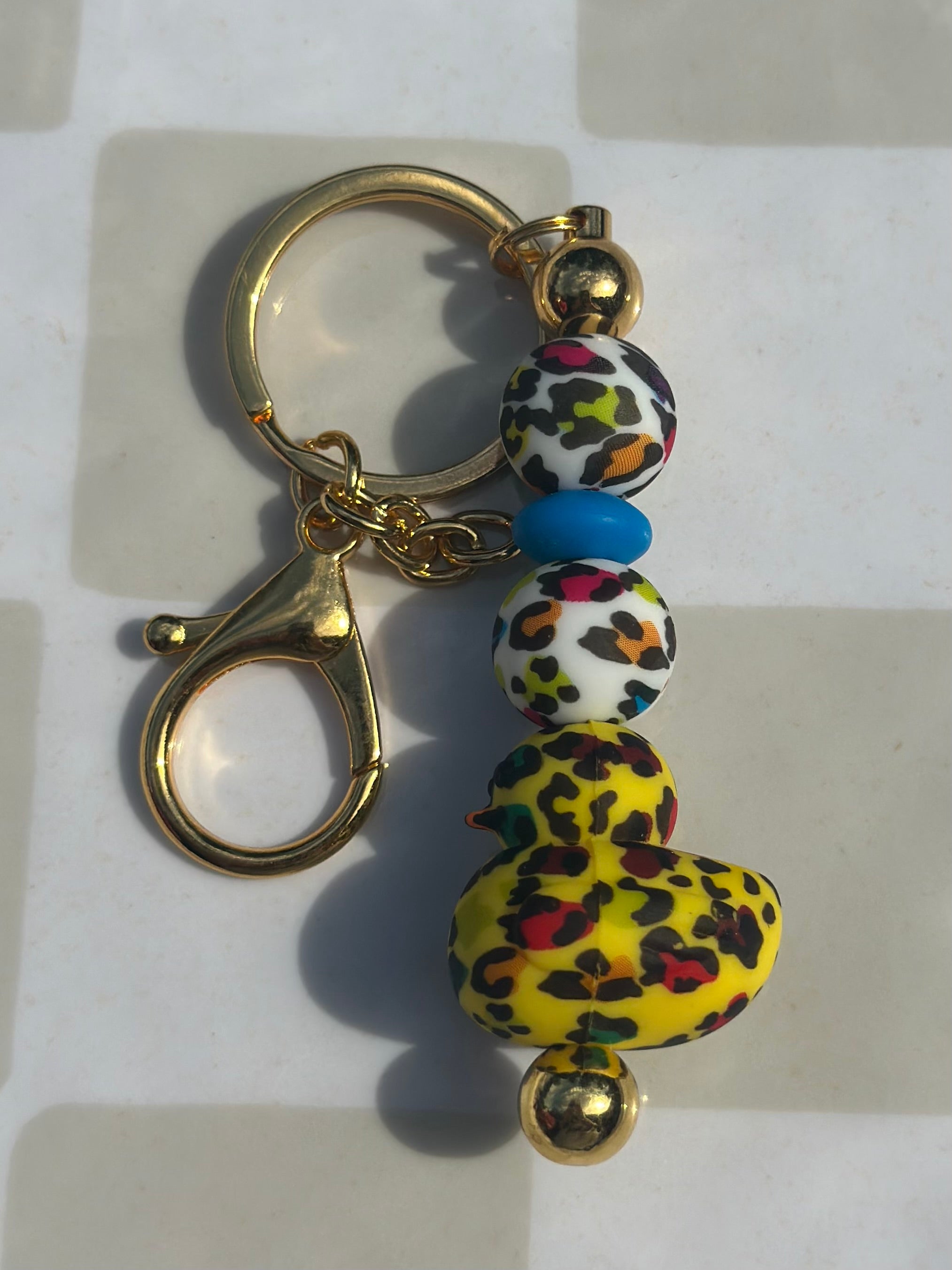 Cheetah rainbow duck keychain