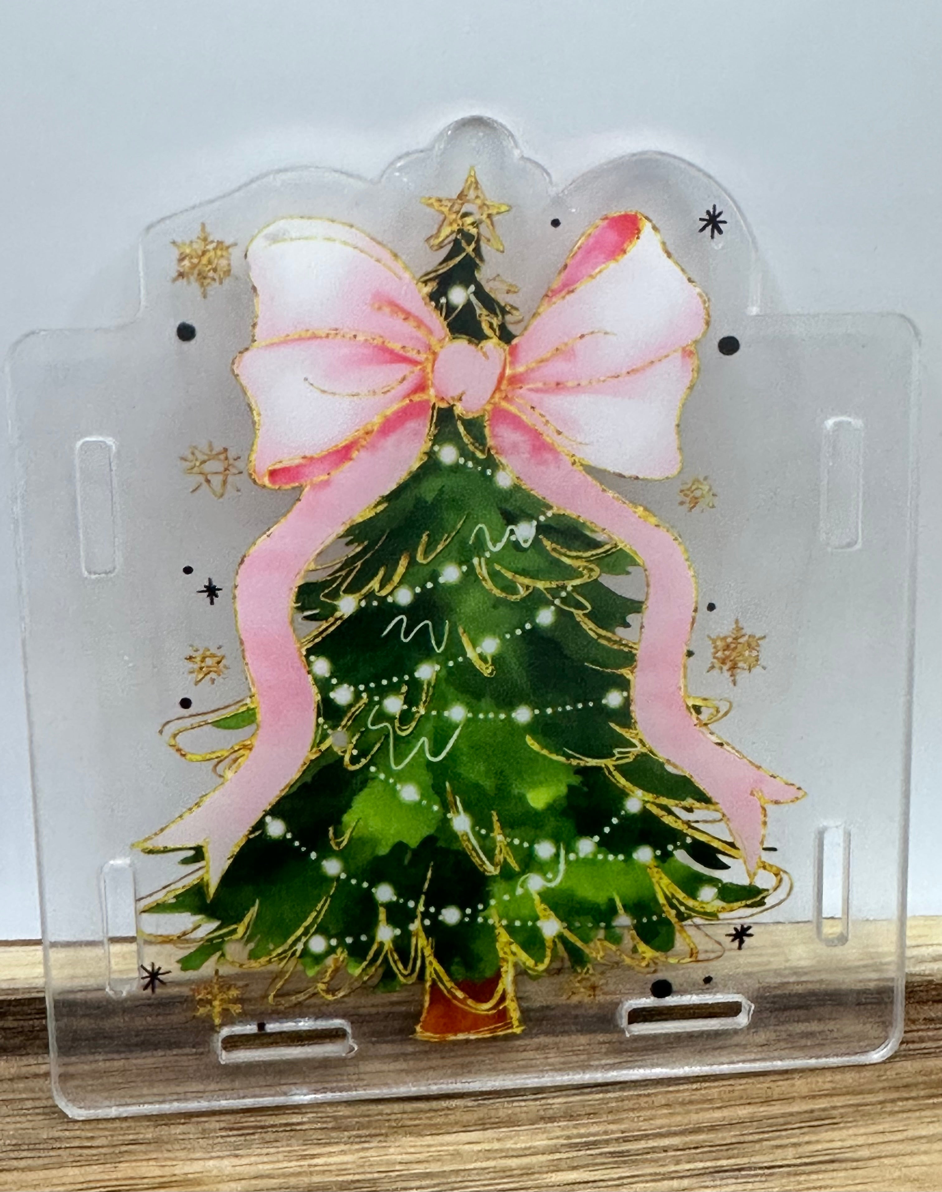 Christmas tree with Pink bow pen/anything holder