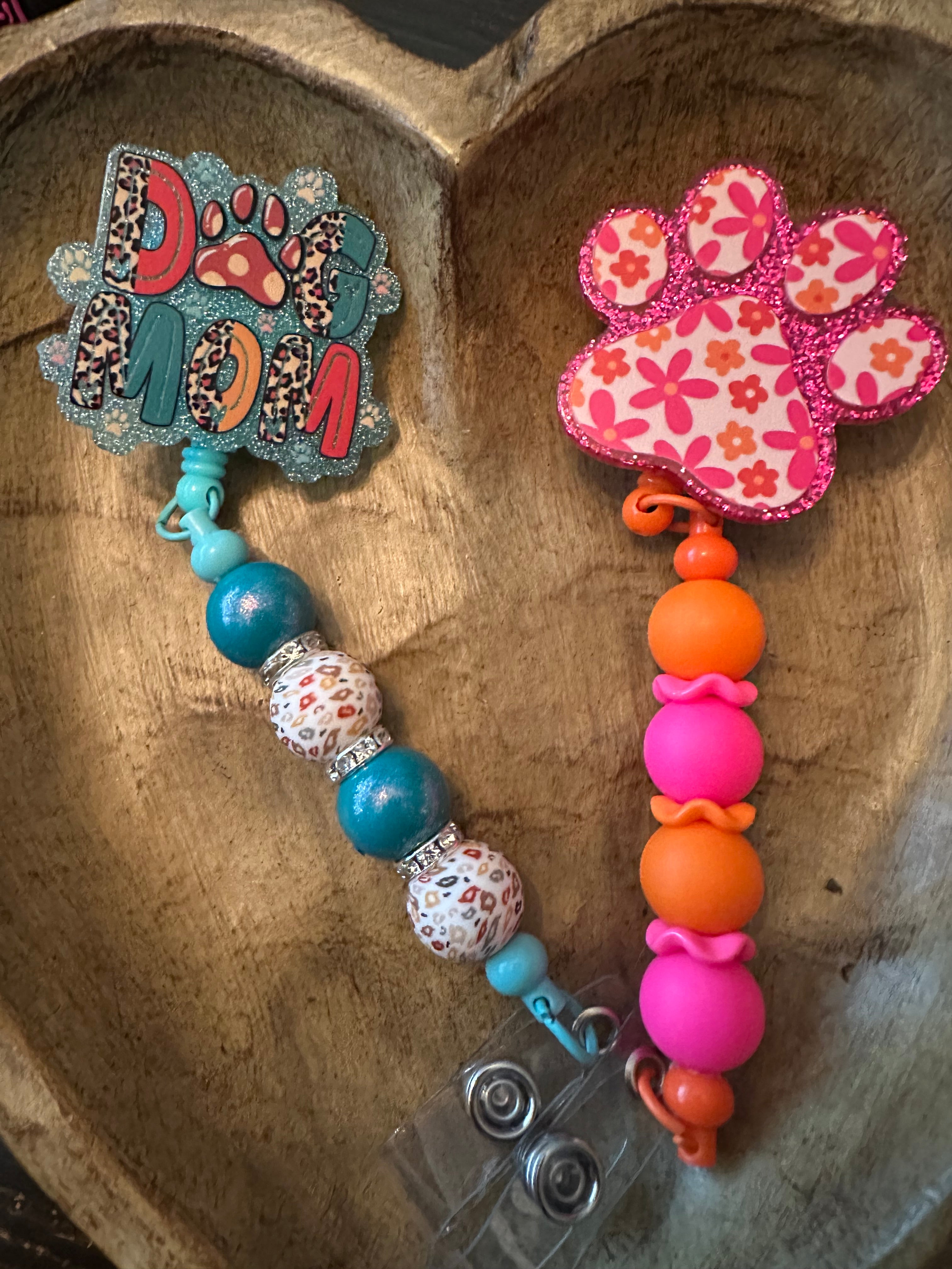 CUSTOM BEADED badge reels made by Lisa
