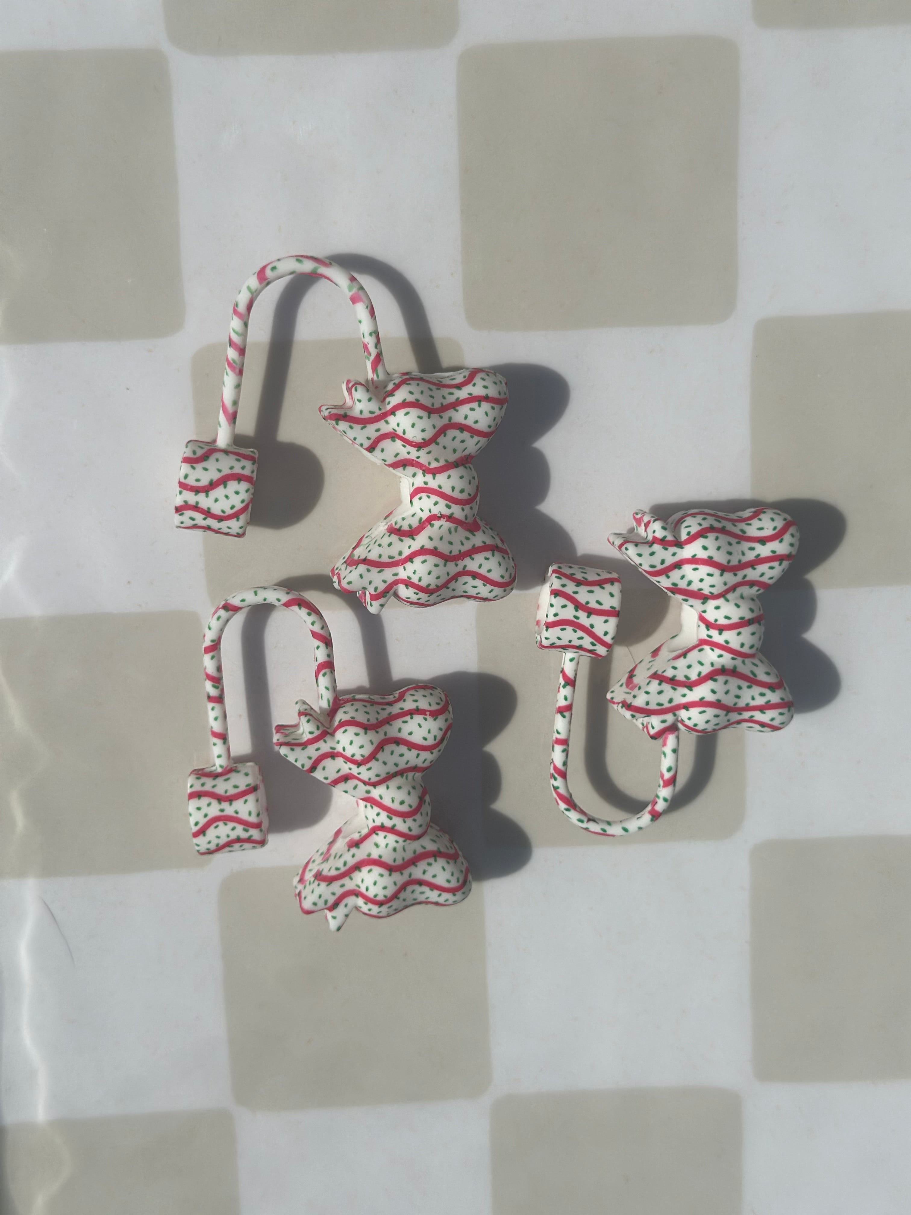 Snack cake small bow straw toppers