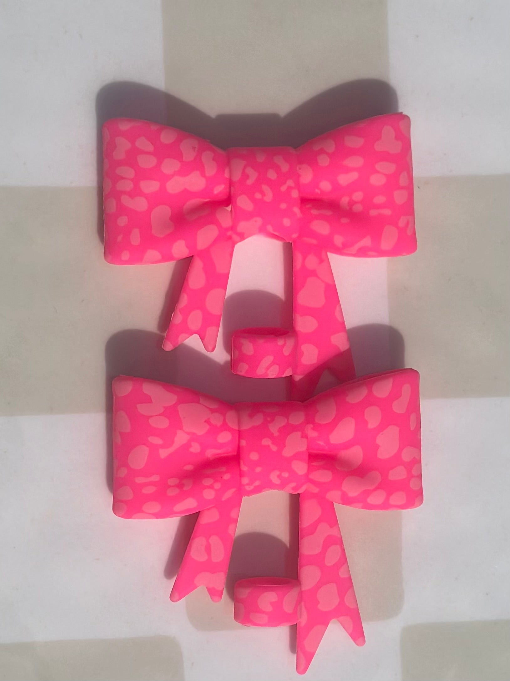 Pink Cheetah bow Straw topper