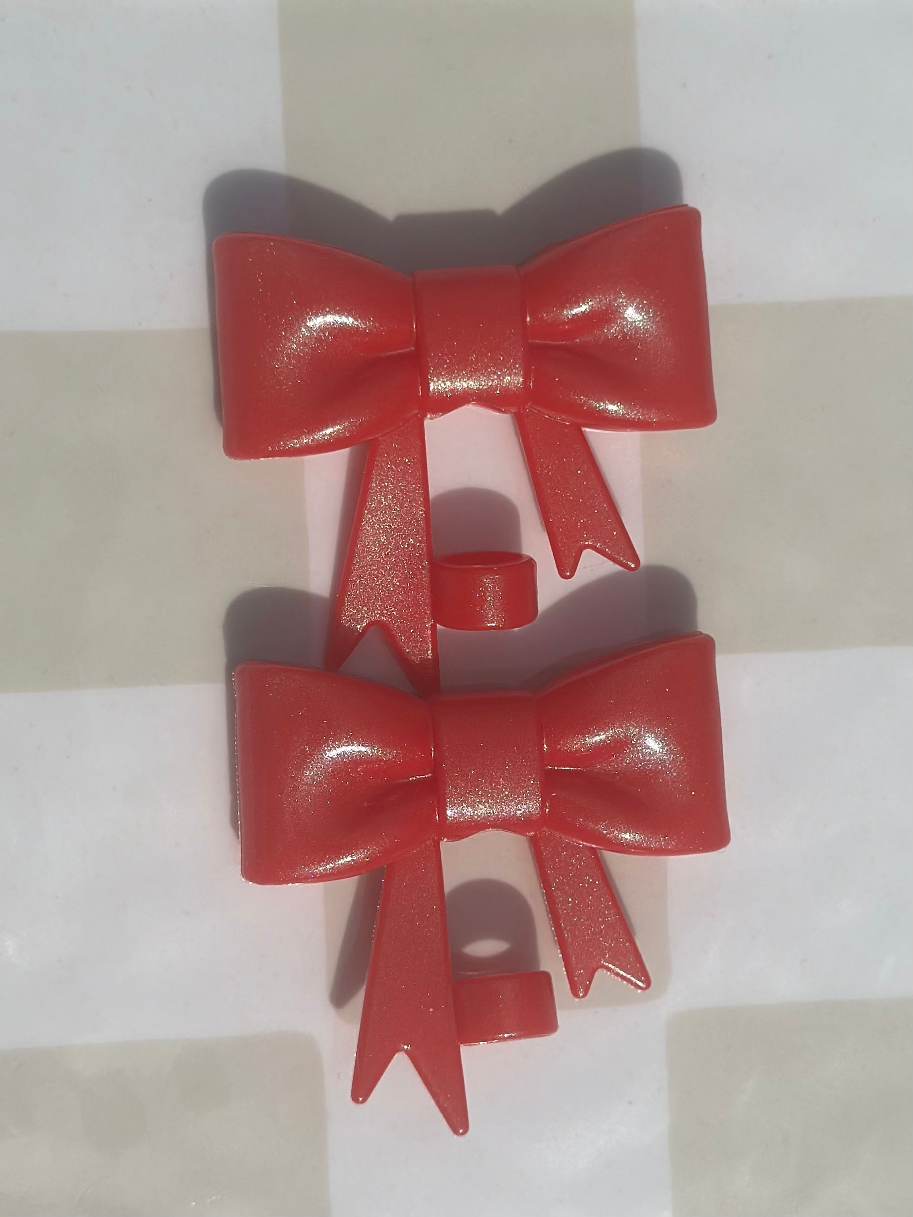 Red glitter bow strawtopper