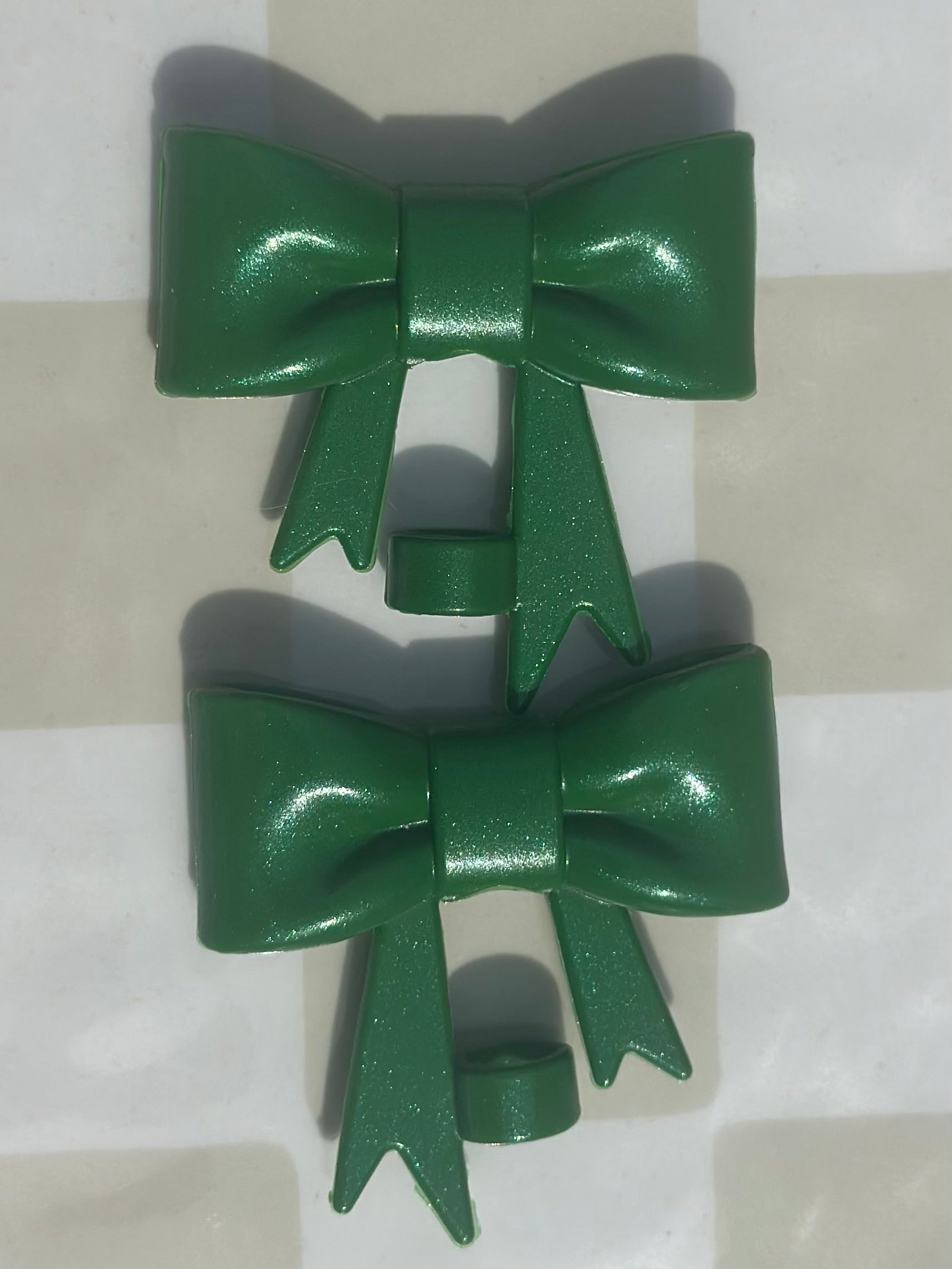 Dark Green glitter bow strawtopper
