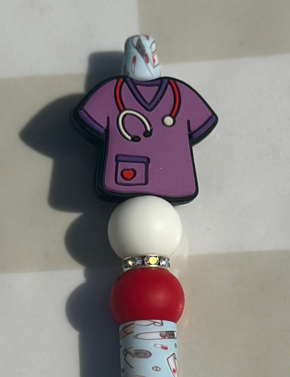 Purple scrub beaded pens