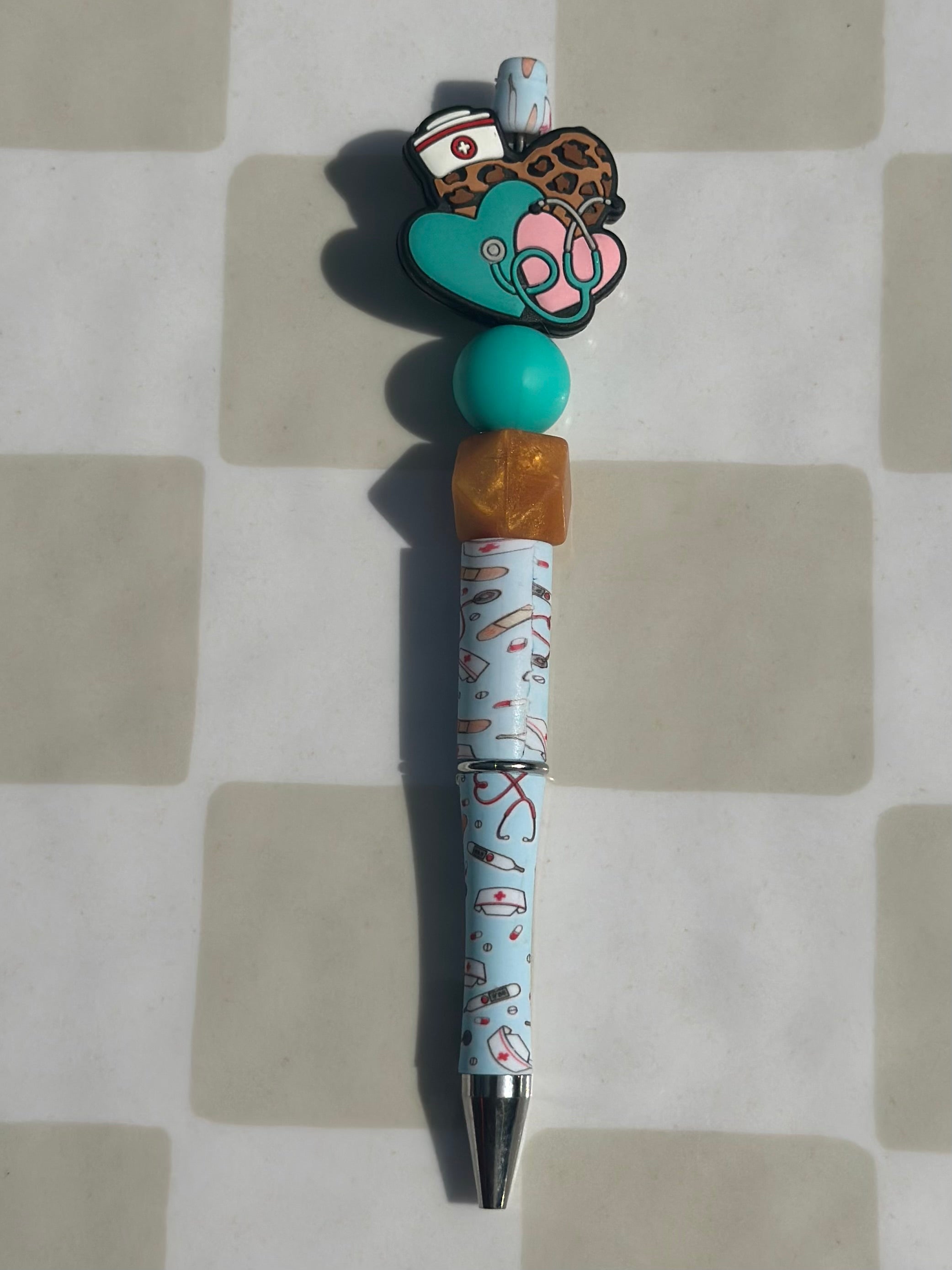 Cheetah stethoscope beaded pen