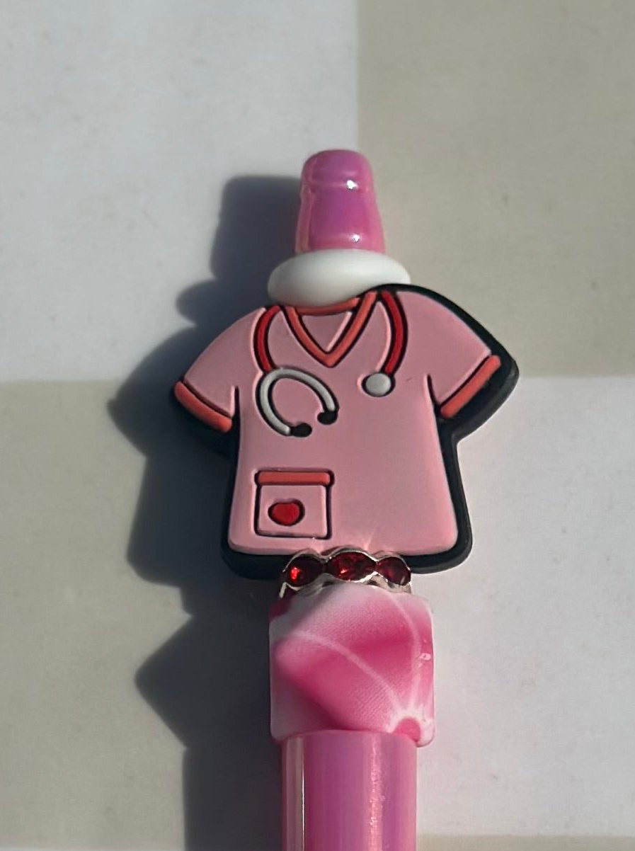 Pink scrub beaded pens