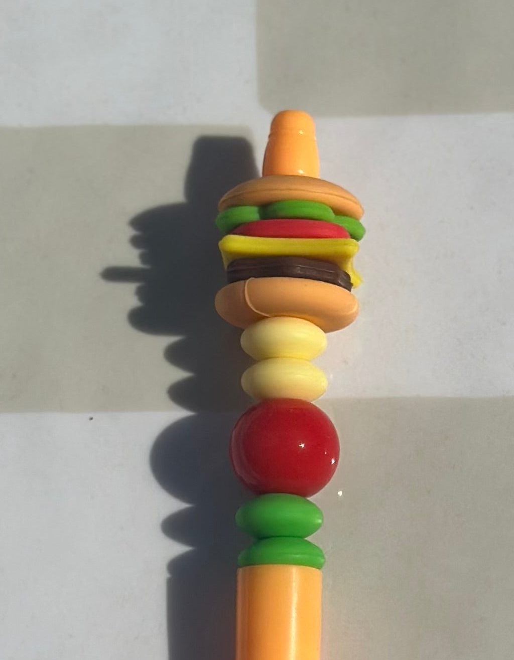 Cheeseburger beaded pen