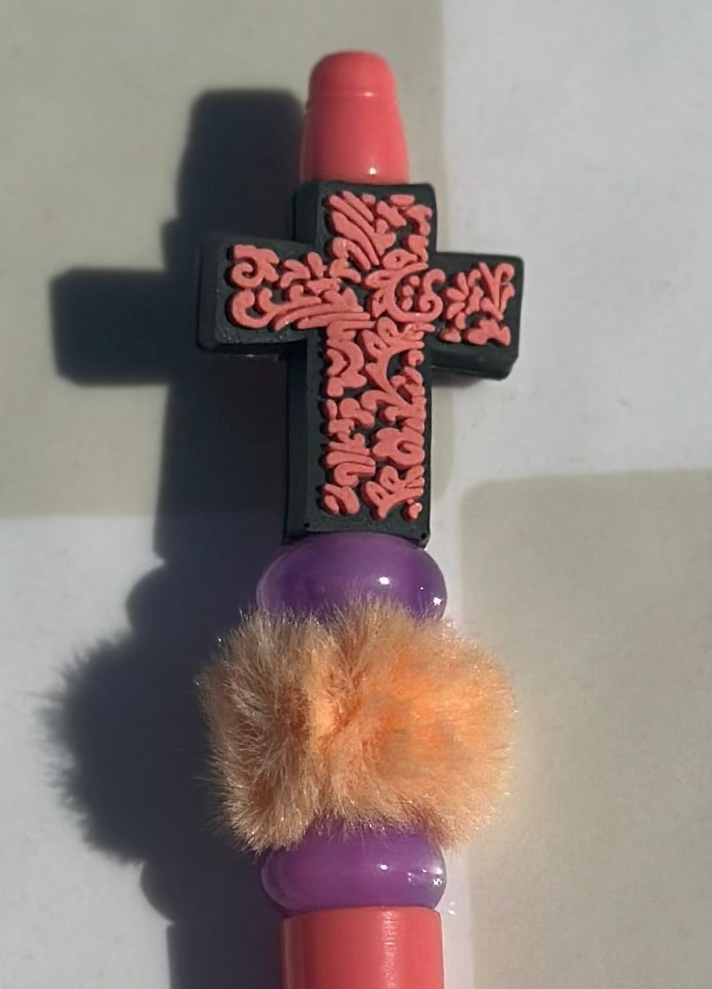 Orange cross beaded pen